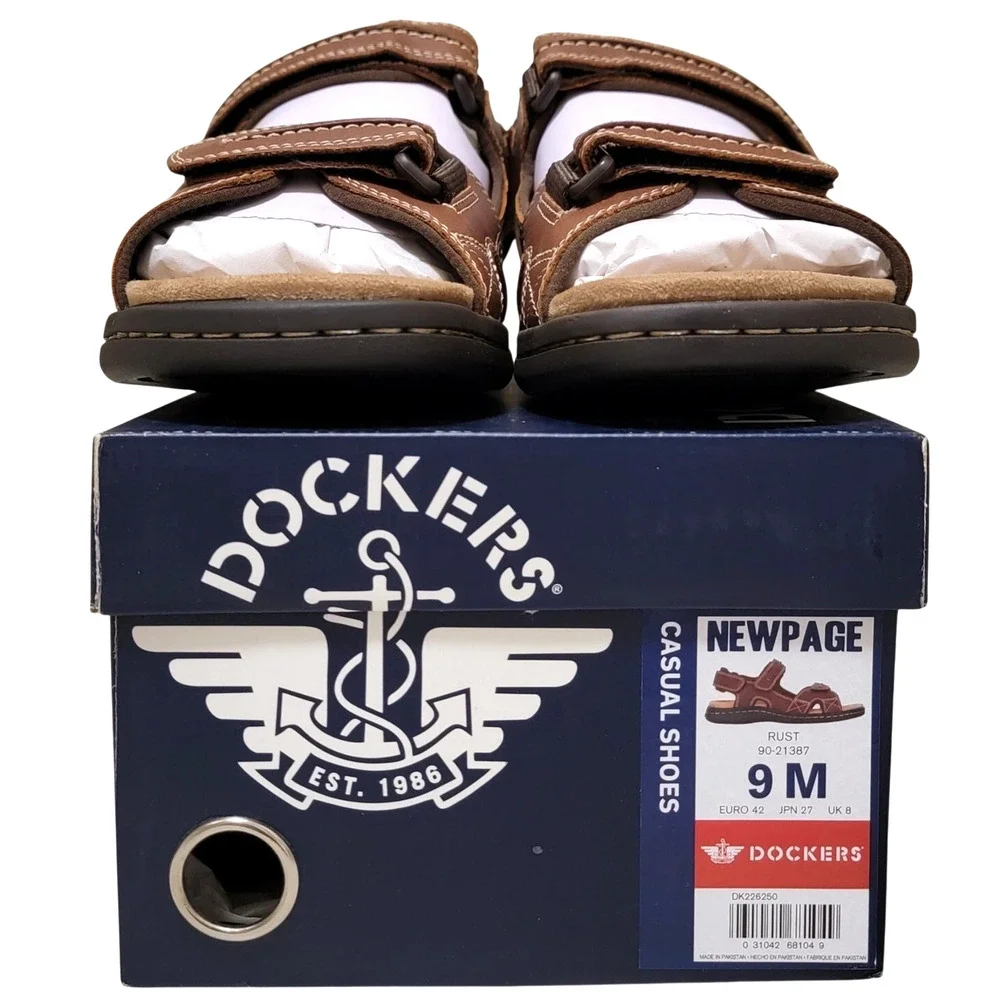 Dockers Men Newpage Slingback Sport River Sandals Size US 9M Rust Brown